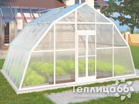 Теплица Рада Балхаш из поликарбоната, 5х4 метра, белая